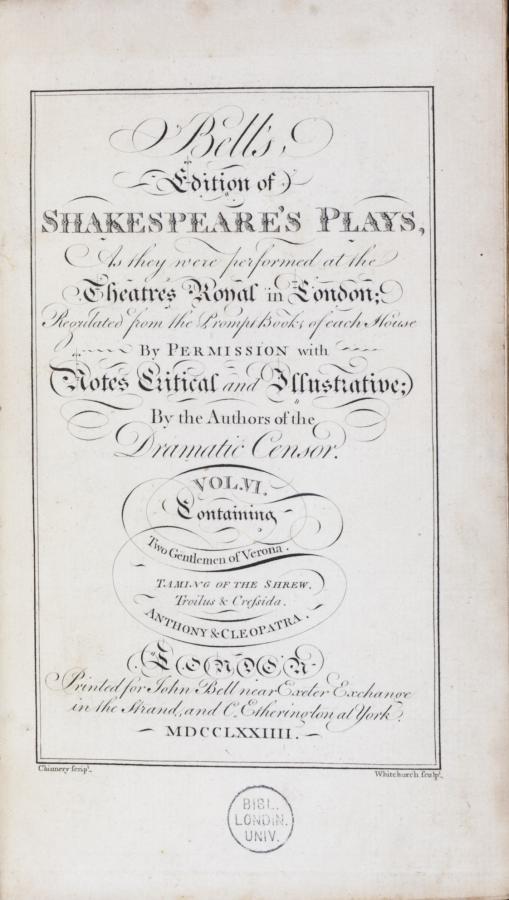 Bell’s Edition of Shakespeare’s Plays
